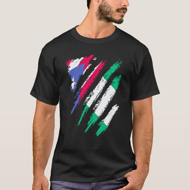 Puerto Rico Flag Nigeria Grown Patriot Country Str T Shirt (Framsida)