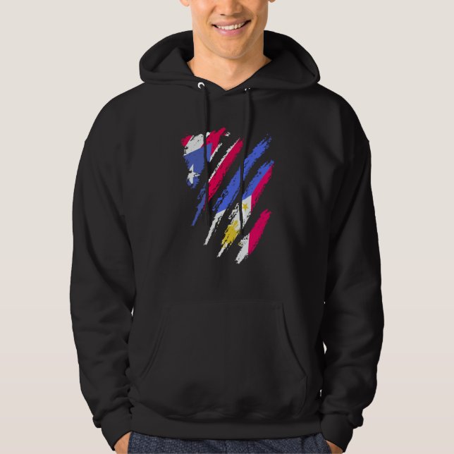 Puerto Rico Flag Philippines Grown Patriot Country Hoodie (Framsida)
