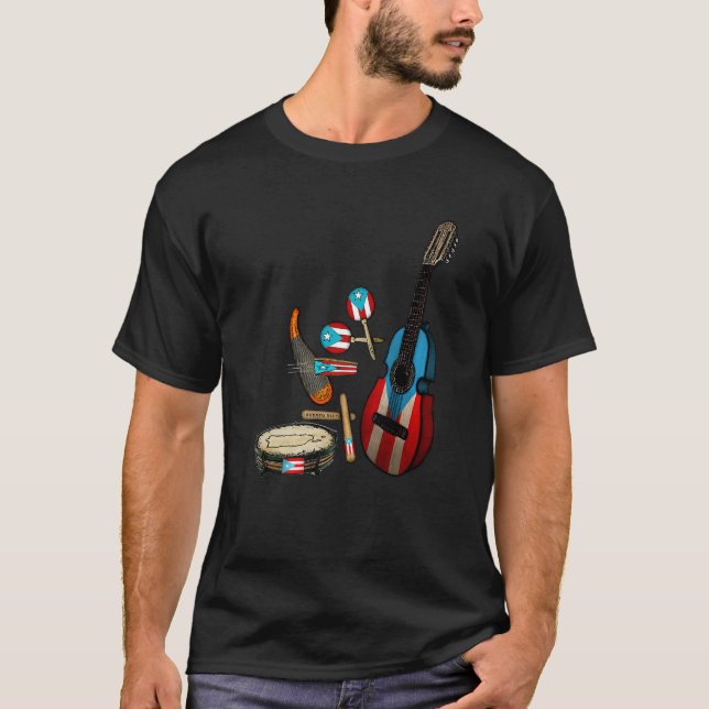 Puerto Rico Flag Traditional Boricua Parranda Inst T Shirt (Framsida)