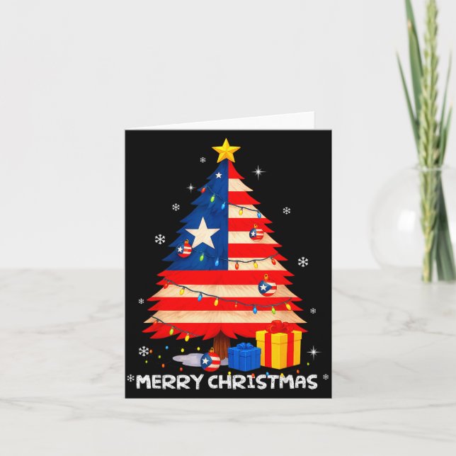 Puerto Rico Flag Tree Lights Christmas Pajamas -co Kort (Framsida)