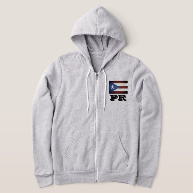Puerto Rico flagga anpassningsbar zippad hoodie fö T Shirt (Laydown)