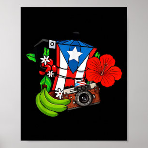 Puerto Rico Flagga Blommig Groda Boricua Kvinnor H Poster
