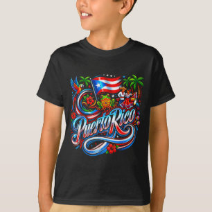 Puerto Rico flagga blomster groda boricua hispanic T Shirt