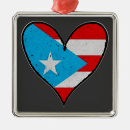 Puerto Rico Flagga | Boricua Heart, Puerto Rican Julgransprydnad Metall