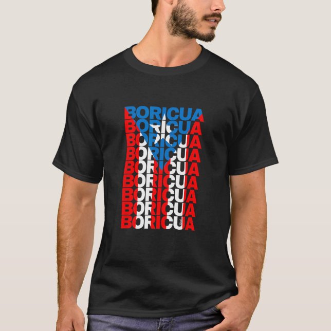 Puerto Rico Flagga Boricua, Nuyorican, Puerto Rica T Shirt (Framsida)