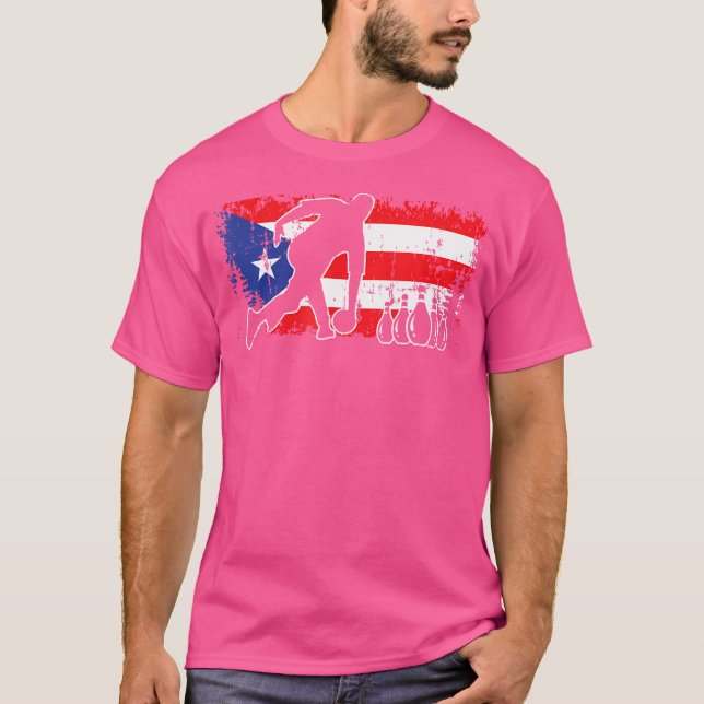 Puerto Rico Flagga Bowling League Team Coach Coola T Shirt (Framsida)