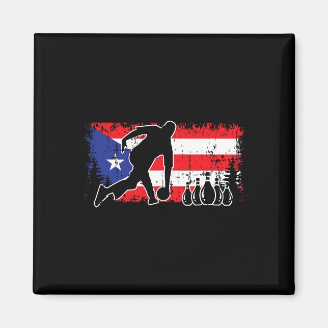 Puerto Rico Flagga Bowling League Team Coach Patri Magnet (Framsidan)