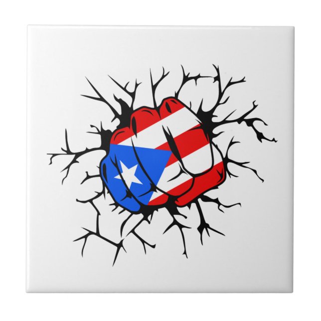 Puerto Rico Flagga Ceramic Tile-Coola Kakelplatta (Framsidan)