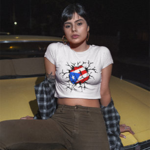 Puerto Rico Flagga Fist Power Sticker T Shirt