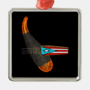Puerto Rico Flagga Guiro Julgransprydnad Metall