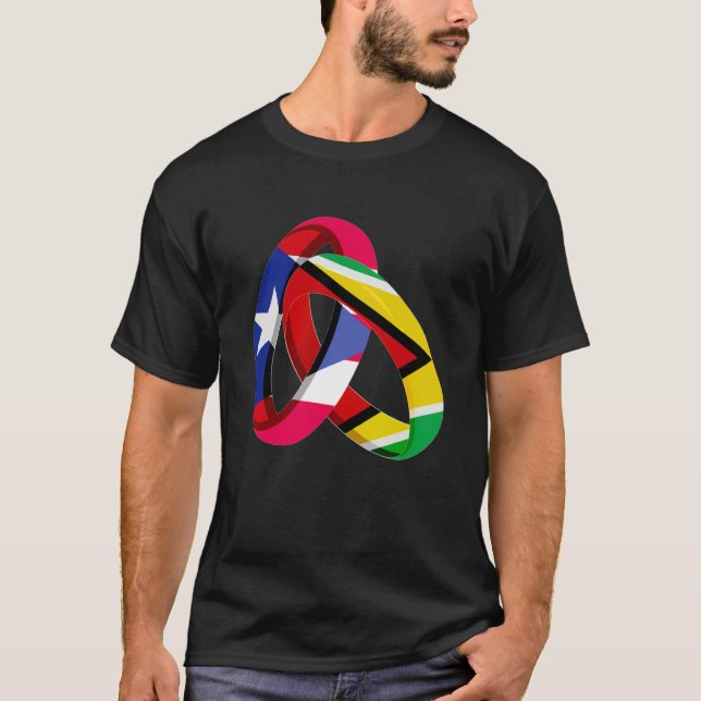 Puerto Rico Flagga Guyana Grown Ring Giftermål Wed T Shirt (Framsida)