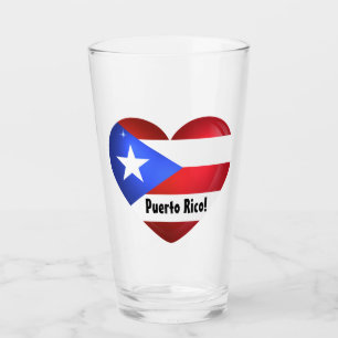 Puerto Rico Flagga Heart Cutout Glaskopp