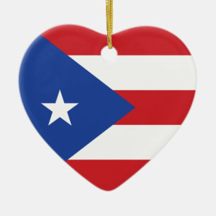 Puerto Rico Flagga Heart Ornament