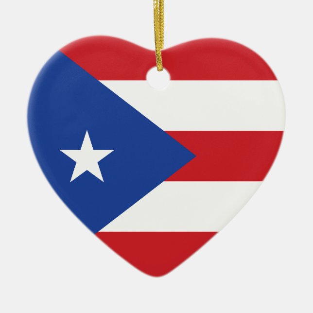 Puerto Rico Flagga Heart Ornament (Framsidan)