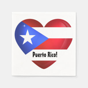 Puerto Rico Flagga Heart Pappersservett