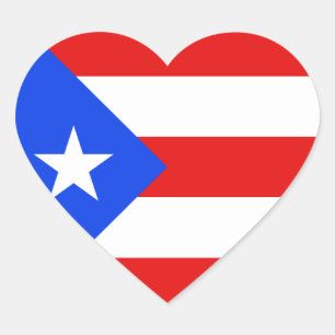 Puerto Rico Flagga Heart Sticker Hjärtformat Klistermärke