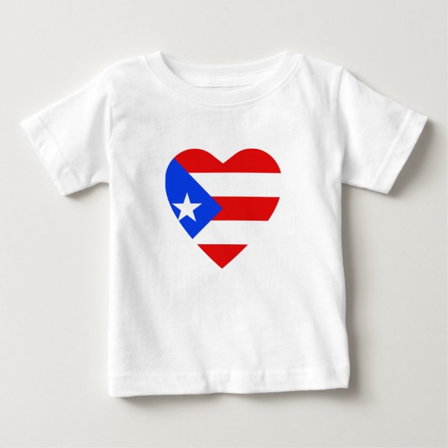 Puerto Rico Flagga Heart T-Shirt (Framsida)