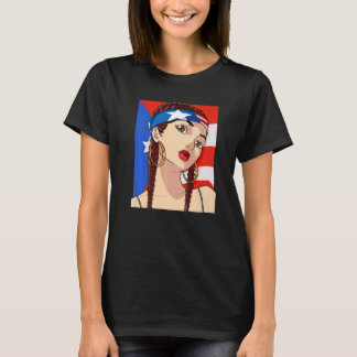 Puerto Rico Flagga Hip hop Girl Latino Rican Pride T Shirt