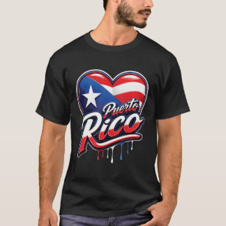 Puerto Rico Flagga Hjärta Karibiska Öns Kulturarv T Shirt