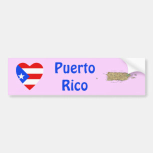 Puerto Rico Flagga Hjärta + Karta Bildäckslimma Bildekal
