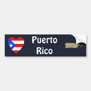 Puerto Rico Flagga Hjärta + Karta Bildäckslimma Bildekal