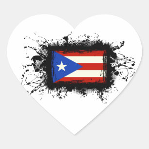 Puerto Rico Flagga Hjärtformat Klistermärke