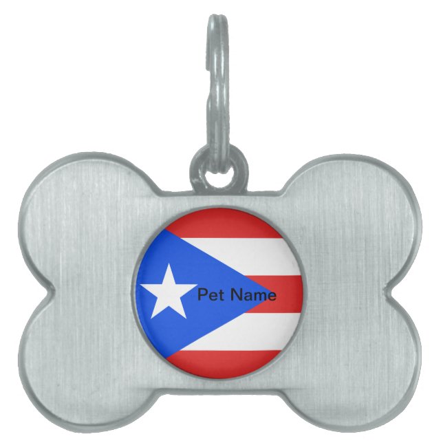 Puerto Rico Flagga ID-bricka Husdjur (Framsidan)