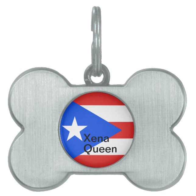 Puerto Rico Flagga ID-bricka Husdjur (Framsidan)