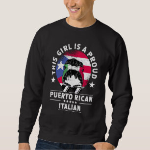 Puerto Rico Flagga Italien Vuxna Kvinnor Flickor S Lång Ärmad Tröja