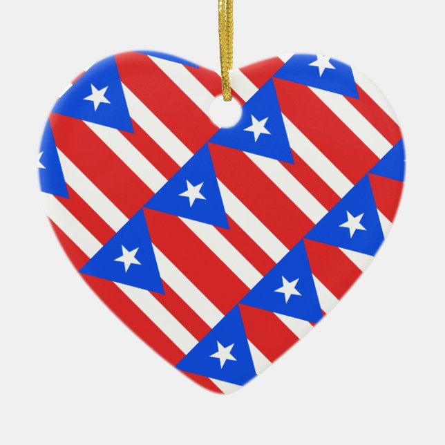 Puerto Rico Flagga Julgransprydnad Keramik (Framsidan)