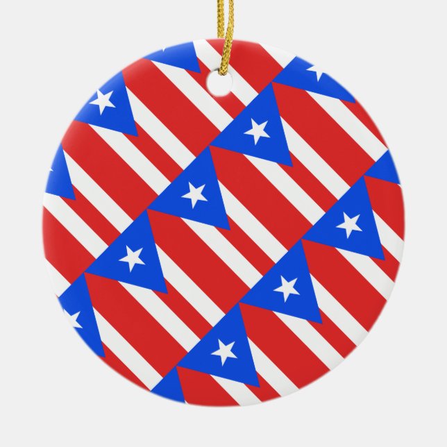 Puerto Rico Flagga Julgransprydnad Keramik (Framsidan)