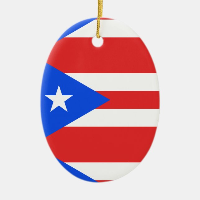 Puerto Rico Flagga Julgransprydnad Keramik (Framsidan)