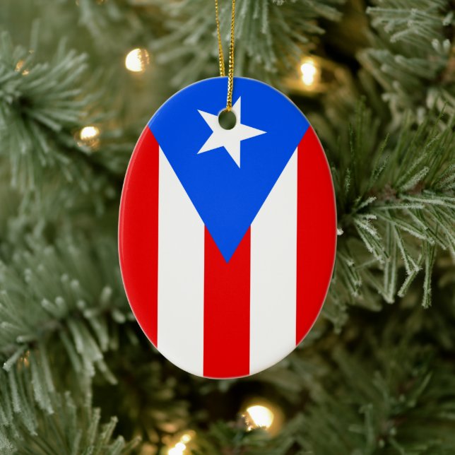 Puerto Rico Flagga Julgransprydnad Keramik (Träd)