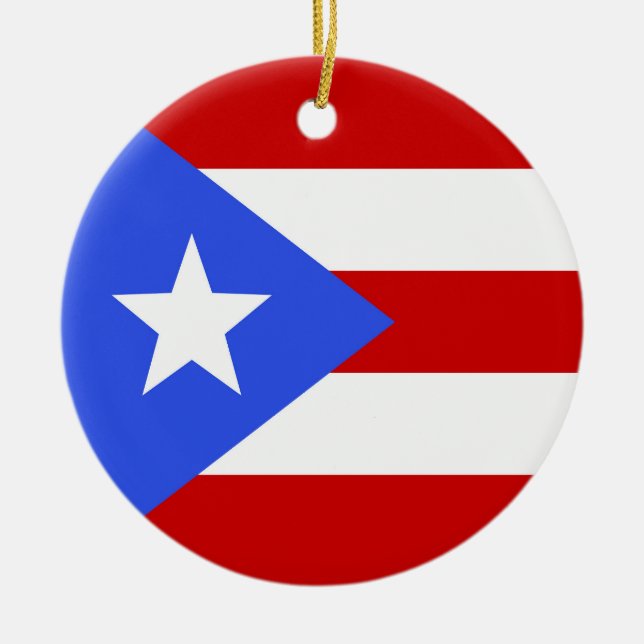 Puerto Rico flagga Julgransprydnad Keramik (Framsidan)