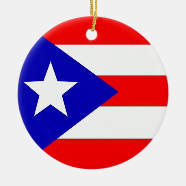 Puerto Rico flagga Julgransprydnad Keramik (Framsidan)
