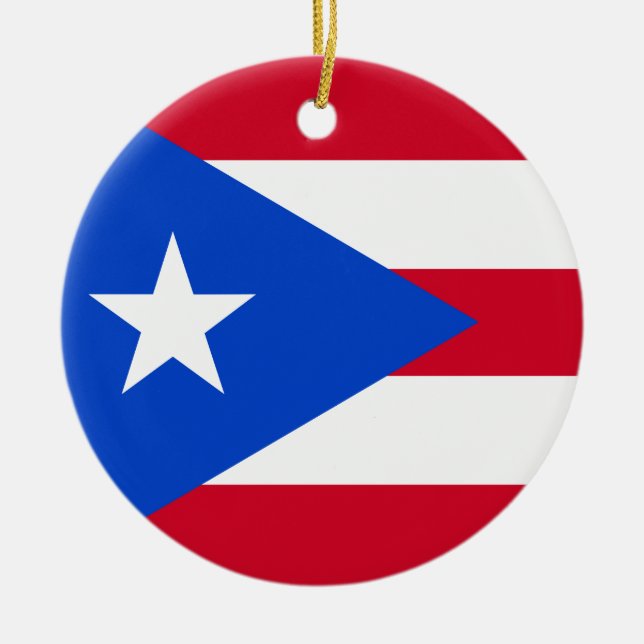 Puerto Rico flagga Julgransprydnad Keramik (Framsidan)
