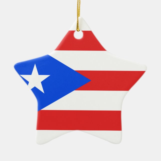 Puerto Rico Flagga Julgransprydnad Keramik (Framsidan)
