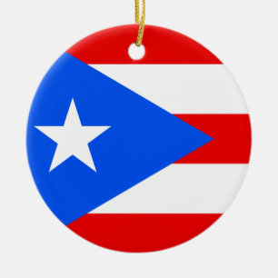 Puerto Rico Flagga Julgransprydnad Keramik