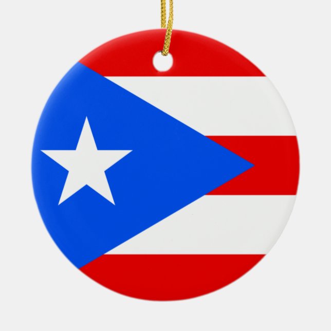 Puerto Rico Flagga Julgransprydnad Keramik (Framsidan)