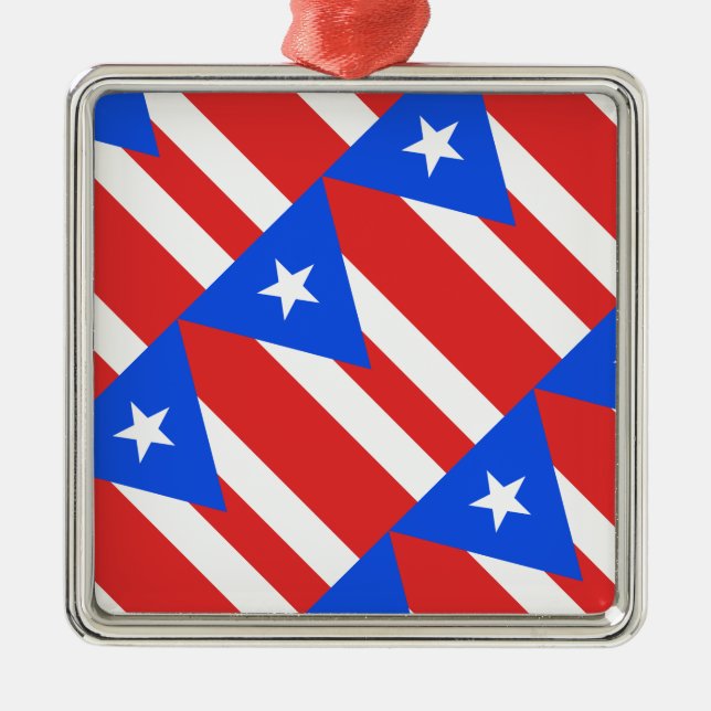 Puerto Rico Flagga Julgransprydnad Metall (Framsidan)
