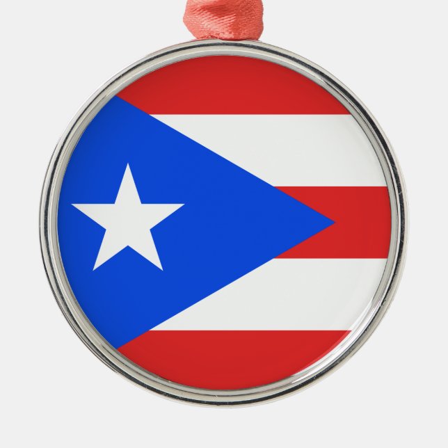 Puerto Rico Flagga Julgransprydnad Metall (Framsidan)
