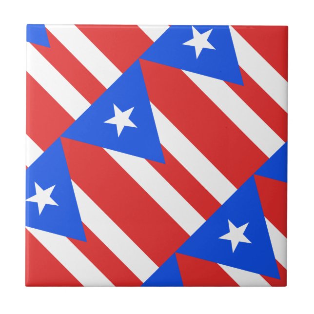 Puerto Rico Flagga Kakelplatta (Framsidan)