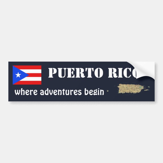 Puerto Rico Flagga + Kart Dekal (Framsidan)