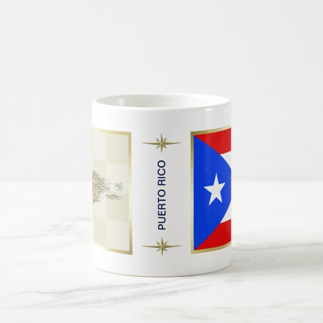 Puerto Rico Flagga + Karta Mugg (Center)