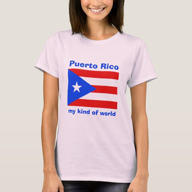 Puerto Rico Flagga + Karta + Text T-Shirt (Framsida)