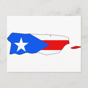 Puerto Rico Flagga Karta Vykort