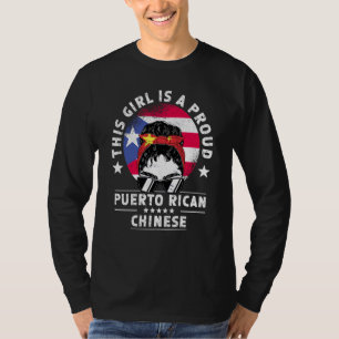 Puerto Rico Flagga Kina Odlade Kvinnor Flickstolt T Shirt