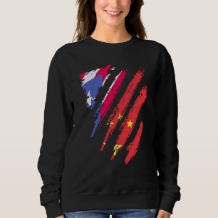 Puerto Rico Flagga Kina Odlade Patriot Land Rand T Shirt