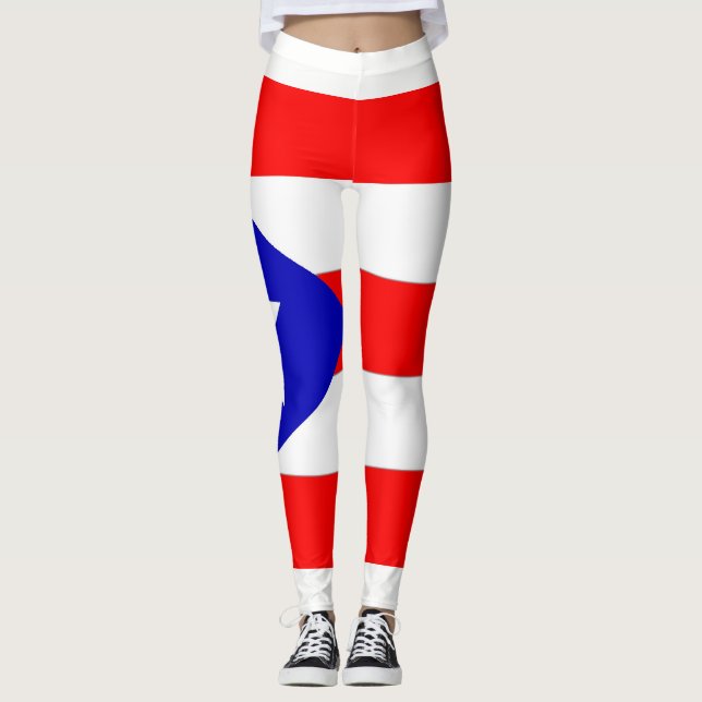 Puerto Rico Flagga Leggings (Framsida)