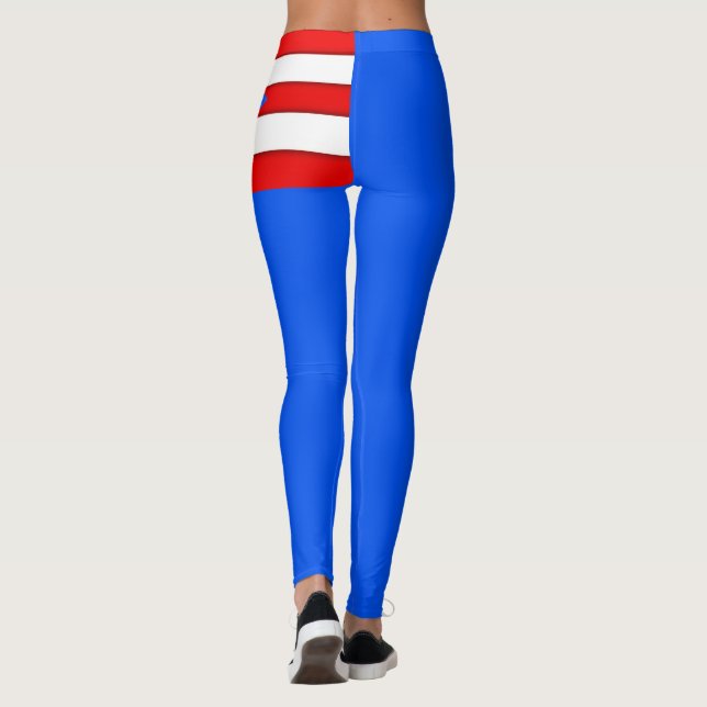 Puerto Rico Flagga Leggings Rött vitt blått (Baksida)